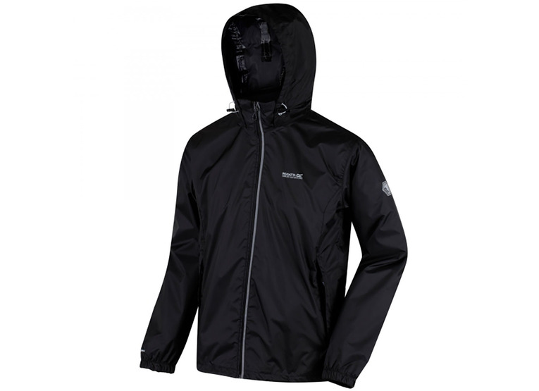 Regatta Lyle IV lightweight waterproof packaway regenjas zwart heren