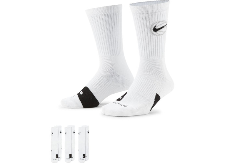 Nike Everyday Crew basketbalsokken wit - 3 paar