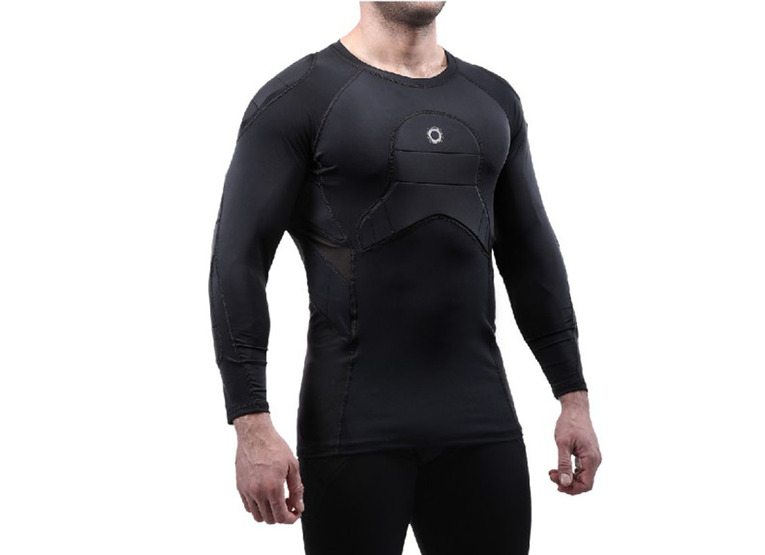 Elite basic defensive shield three quarter sleeve compressietrui zwart heren