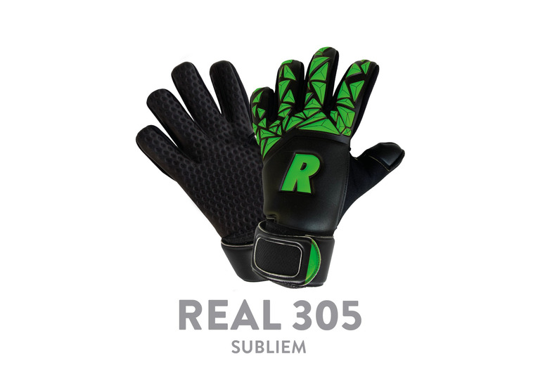 Real 305 subliem keepershandschoen zwart/groen KIDS