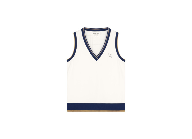 Vieux Jeu Emma tennis/padel top wit/blauw dames