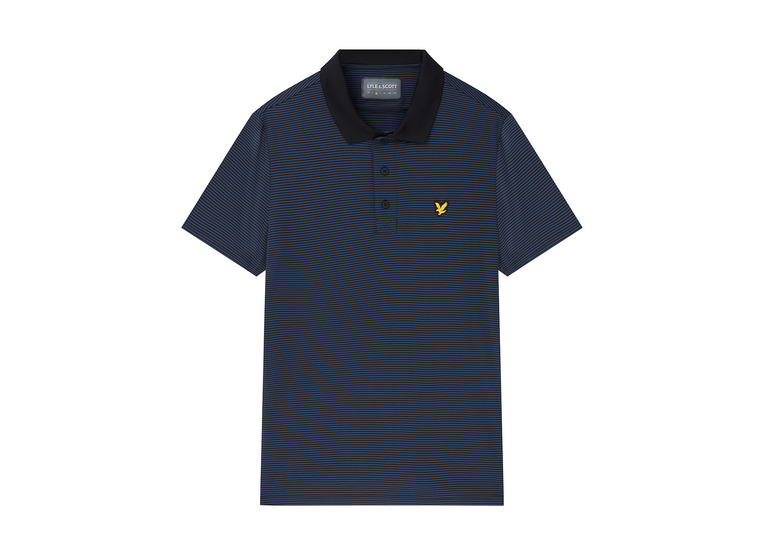 Lyle & Scott Golf Microstripe Polo Shirt Dark Navy/Jet Black heren
