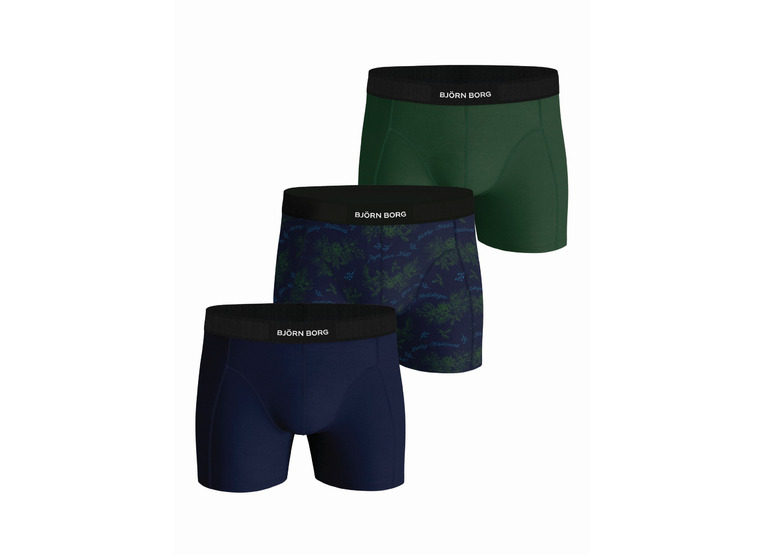 Bjorn Borg Premium Cotton Stretch Boxer 3-pack marineblauw/groen heren