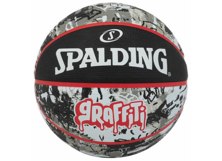 Spalding graffiti rubber basketbal zwart/rood - maat 7