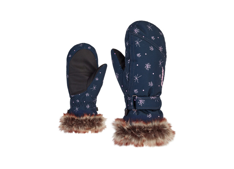 Ziener Led skiwanten blauw/snowcrystal print meisjes