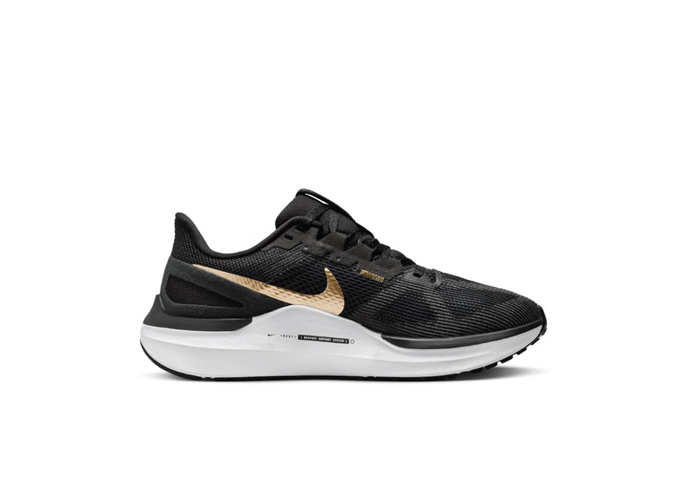 Nike Structure 25 loopschoenen Zwart/Wit/Dark Smoke Grey/Metallic Gold dames