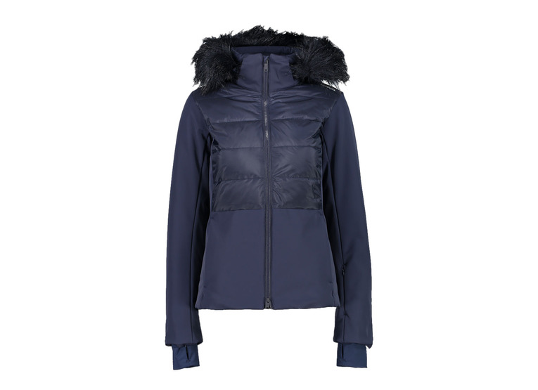 CMP stretch twill skijas faux fur hood black blue dames
