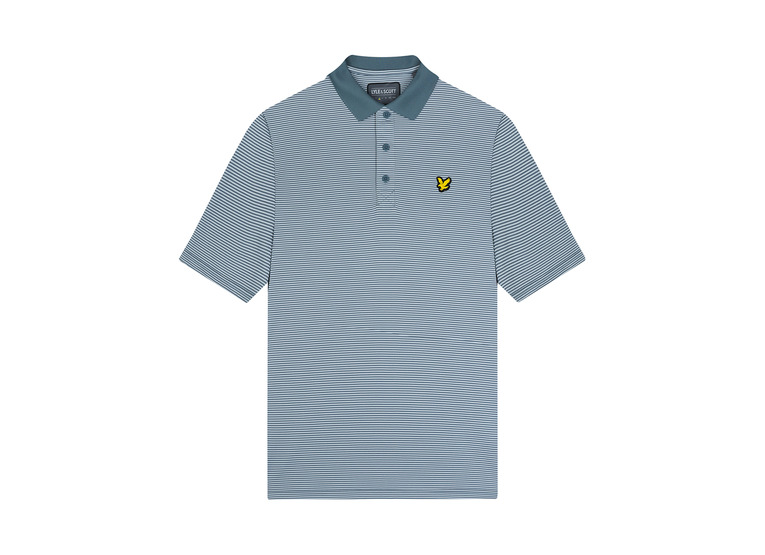 Lyle & Scott golf microstripe polo iron blue/club blue heren