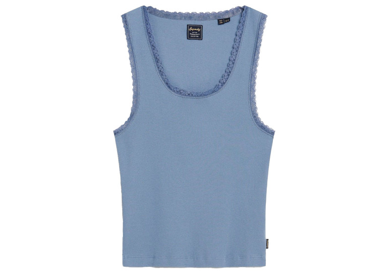 Superdry hemdtopje met kanten rand tidal blue dames