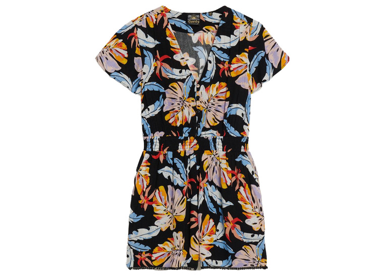 Superdry beach playsuit watercolour tropic orange dames