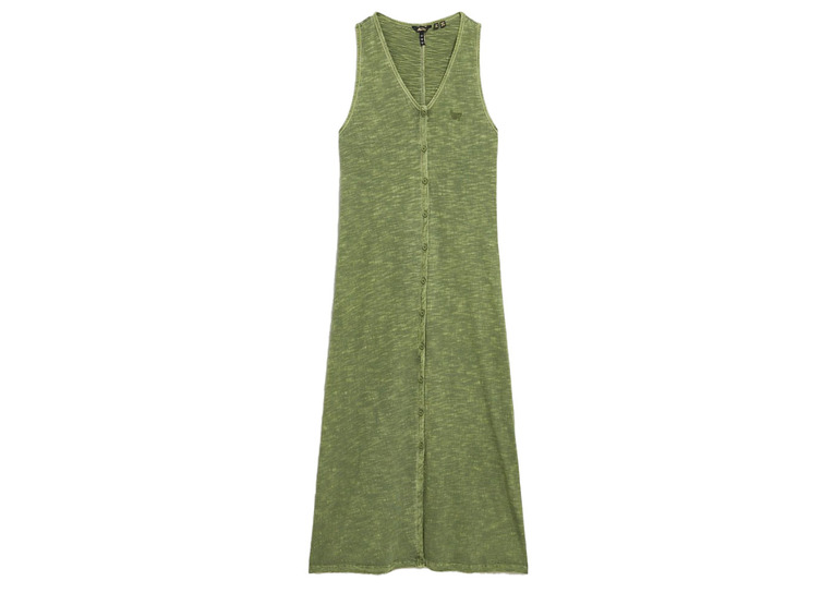 Superdry beach jersey midi-hemdjurk olive khaki dames