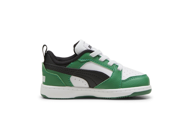 Puma Rebound V6 Lo sneakers wit/groen/zwart peuters