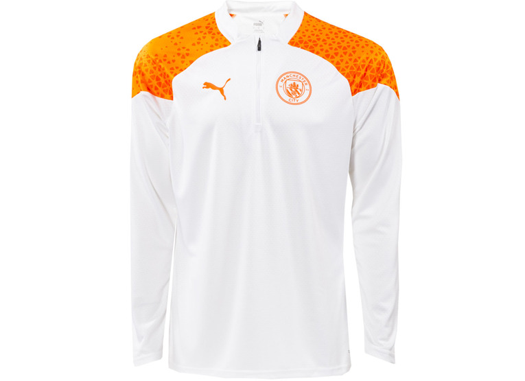 Puma Manchester City 1/4zip trainingsshirt wit/oranje heren
