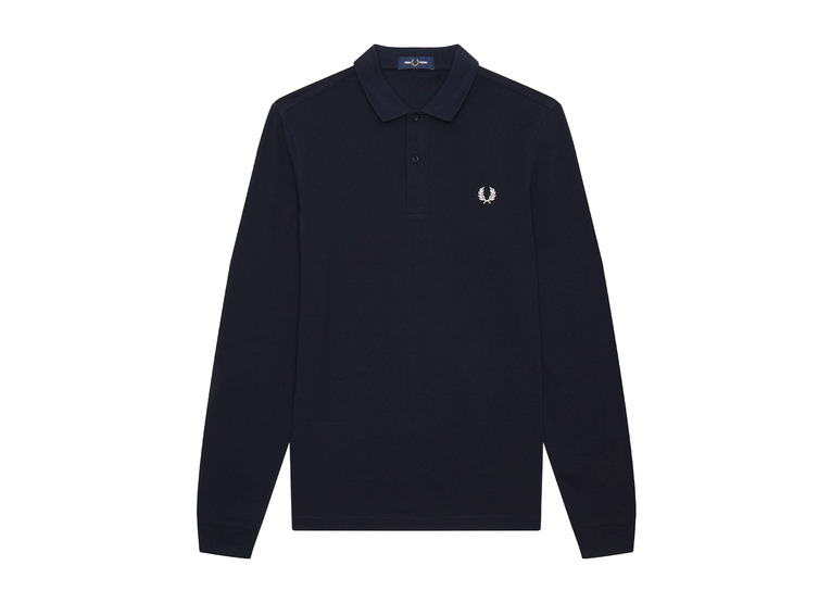 Fred Perry LS plain polo navy heren