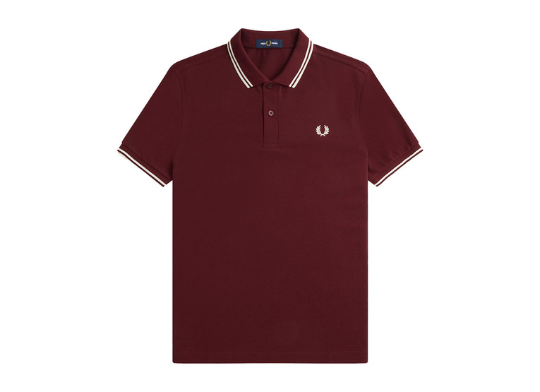Fred Perry twin tipped shirt oxblood heren