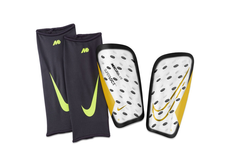 Nike Mercurial Lite SuperLock scheenbeschermers wit/zwart/met gold