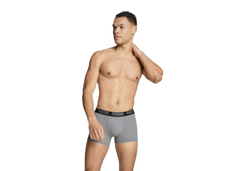 Puma men everyday basic boxers grey melange/zwart 2-pack heren