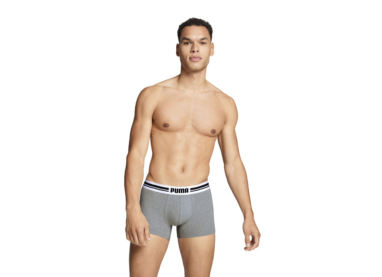 Puma everyday placed logo boxers grey melange/zwart 2-pack heren