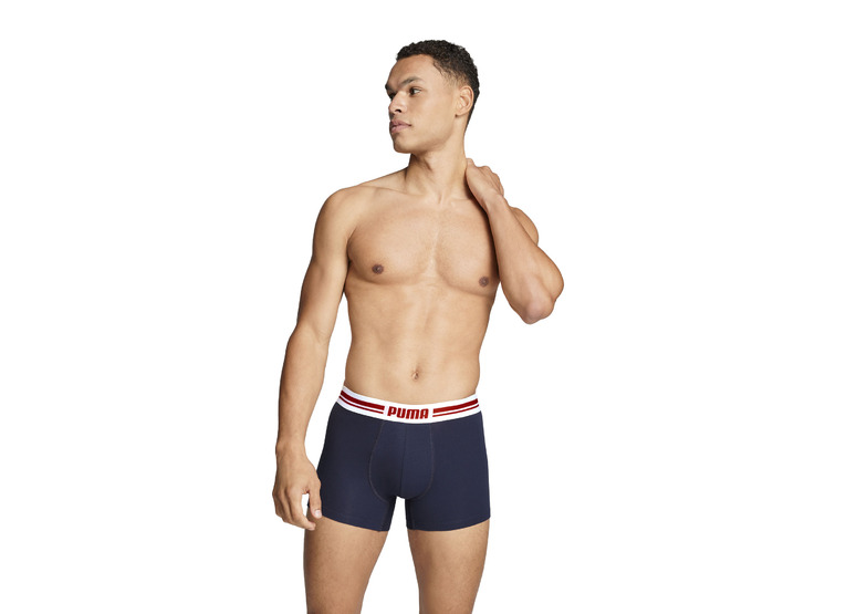 Puma everyday placed logo boxers navy/grey melange 2-pack heren