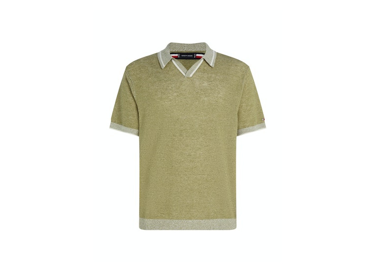 Tommy Hilfiger linen blend revere polo faded olive heather heren