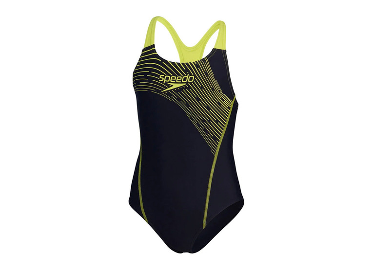 Speedo Eco medley logo medalist badpak navy/geel meisjes