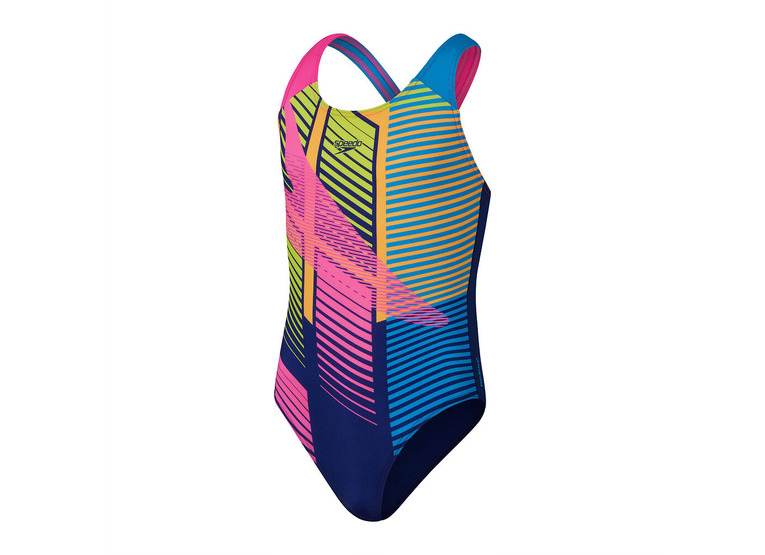 Speedo Eco+ digital placement splashback badpak blauw/roze meisjes