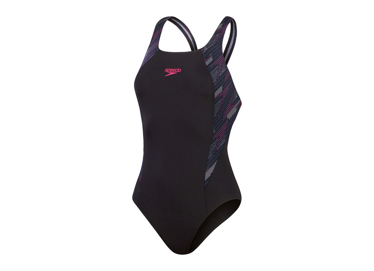 Speedo ECO+ Hyperboom splice muscleback badpak zwart/roze dames