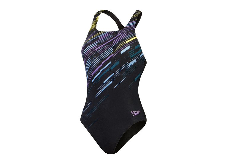 Speedo ECO+ digital placement medalist badpak zwart/paars dames
