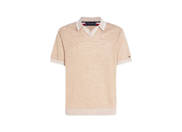 Tommy Hilfiger linen blend revere polo faded beige heather heren