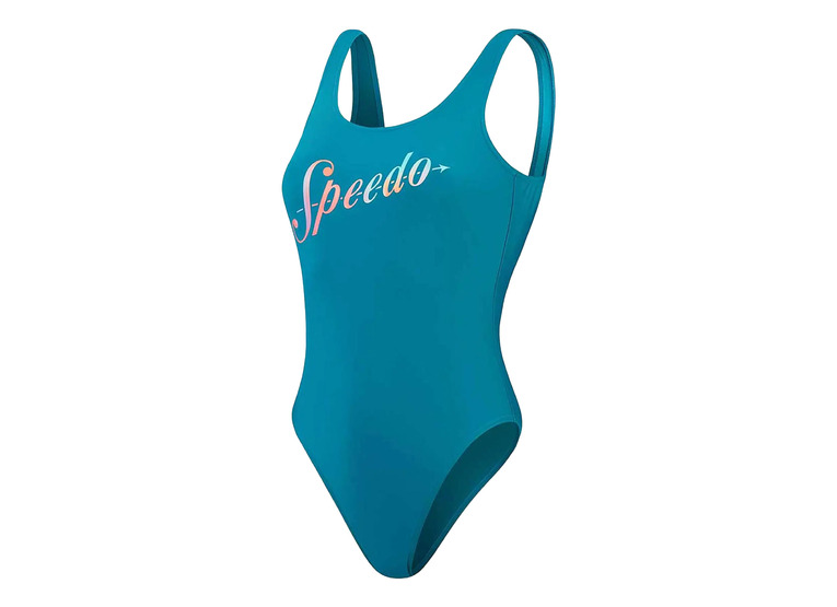 Speedo Logo Deep U-back badpak turquoise dames