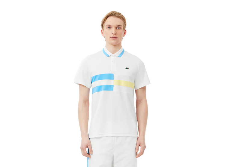 Lacoste Ultra-Dry tennispolo wit/blauw/geel heren