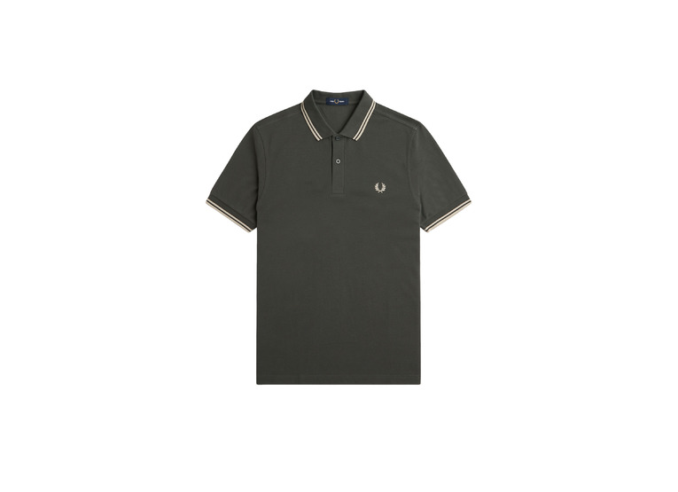 Fred Perry Twin tipped polo field green/oatmeal heren