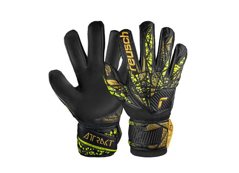 Reusch Jr. Attrakt infinity finger support keepershandschoen zwart/goud/geel KIDS