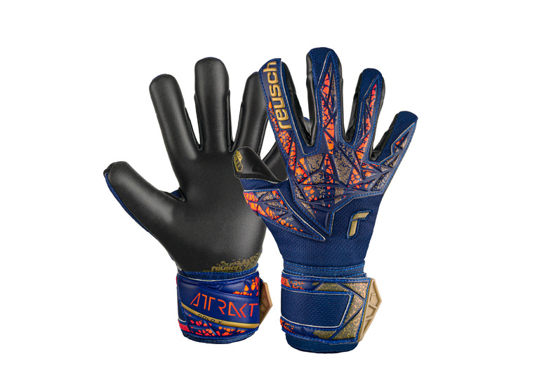 Reusch Jr. Attrakt Gold X keepershandschoen premium blue/goud KIDS