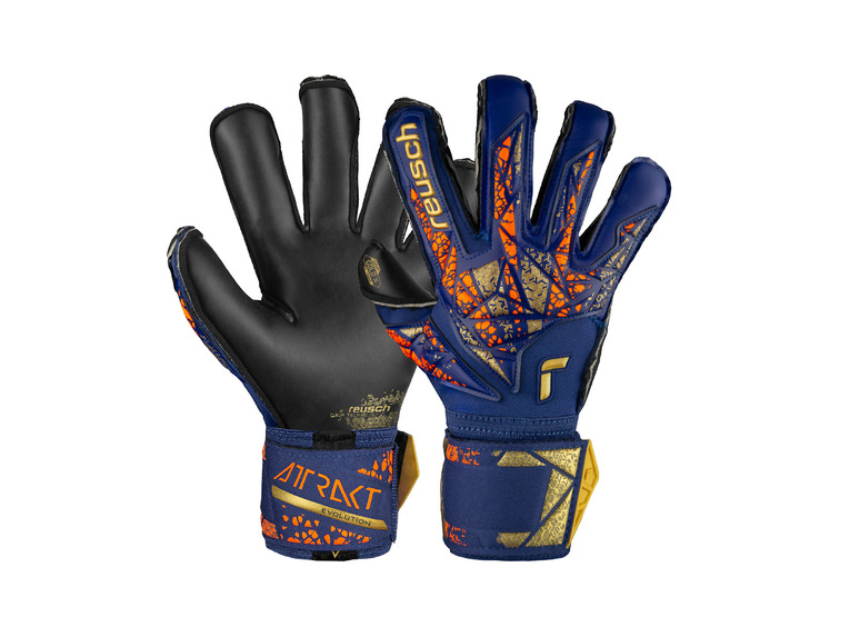 Reusch Attrakt gold x revolution keepershandschoen premium blauw/goud/zwart