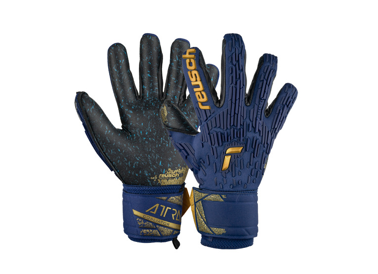 Reusch Attrakt Freegel fusion goaliator keepershandschoen premium blauw/goud/zwart