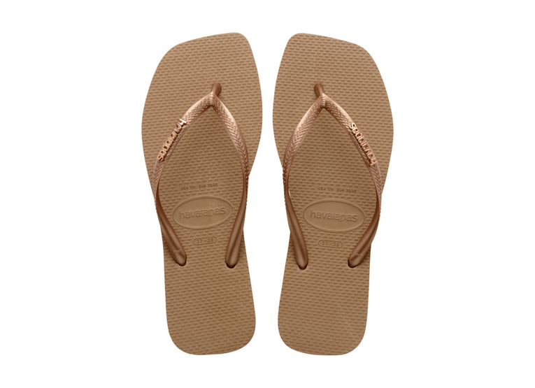 Havaianas square logo metallic teenslipper rose gold dames