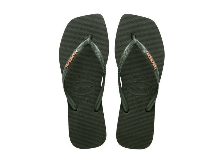 Havaianas square logo metallic teenslipper green olive dames