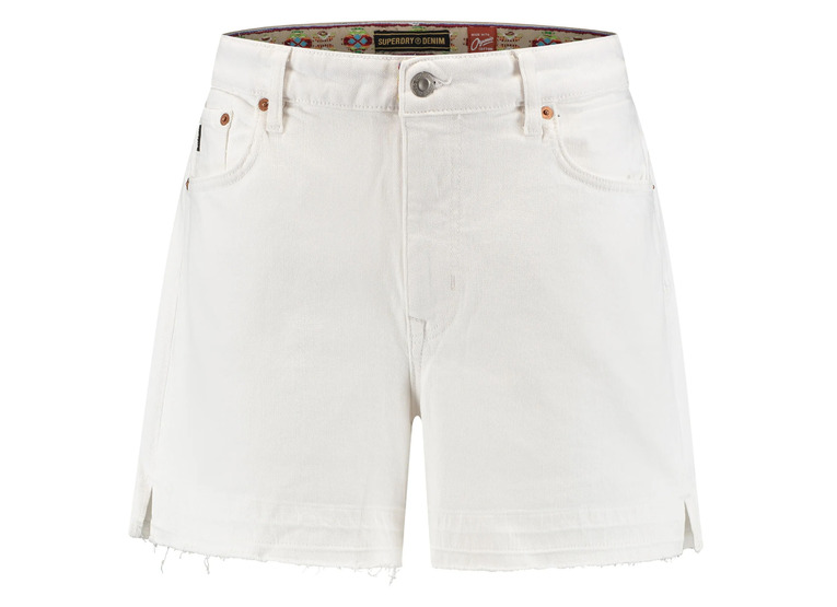 Superdry Vintage mid rise cut off short optic wit dames