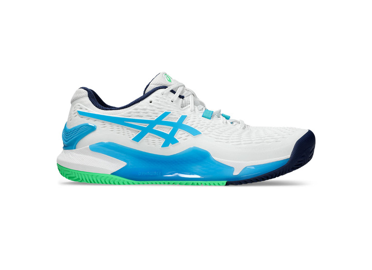 Asics Gel-resolution 9 clay tennisschoen wit/digital aqua heren