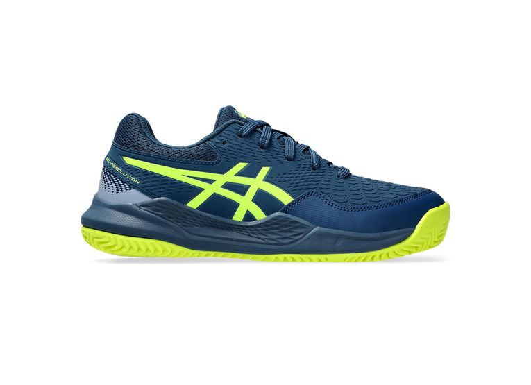 Asics Gel-resolution 9 GS clay tennisschoen mako blue/safety yellow KIDS