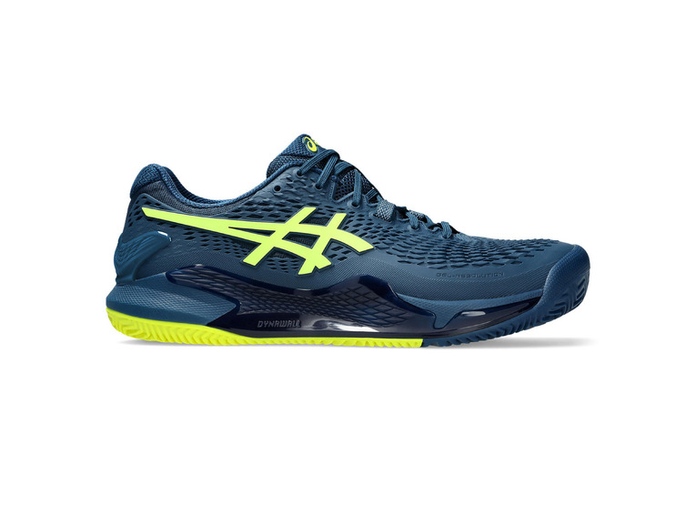 Asics Gel-Resolution 9 clay tennisschoen mako blue/safety yellow heren