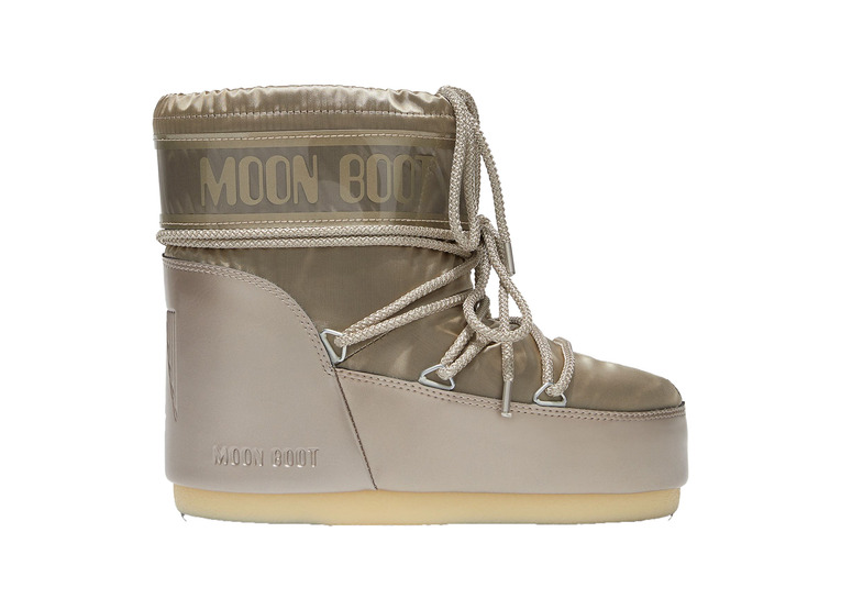 Moon Boot Icon Low glance platinum satin boots dames