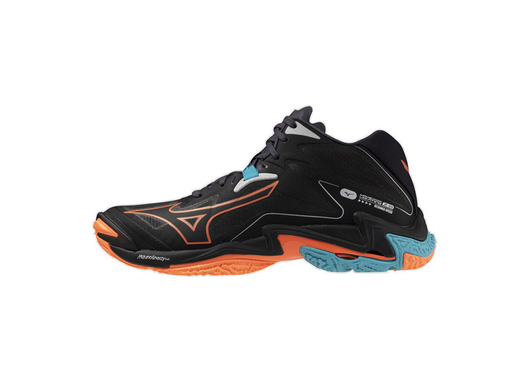 Mizuno Wave Lightning Z8 MID volleybalschoen zwart/neon flame/peacock blue heren