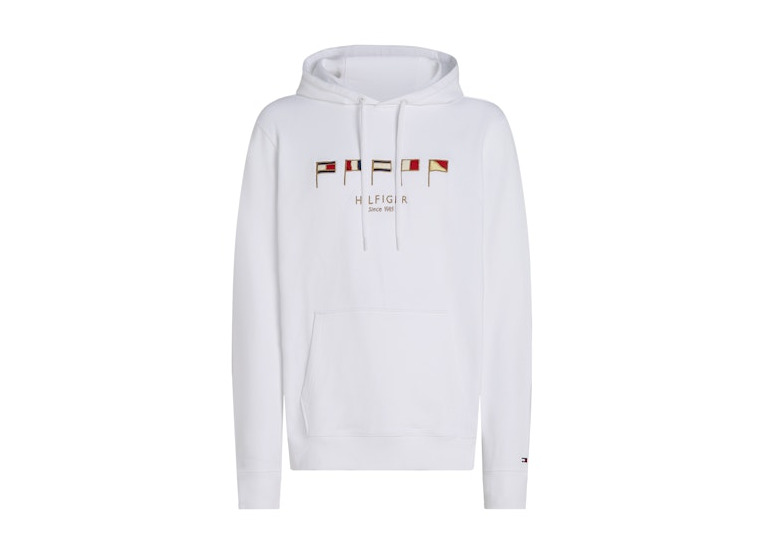 Tommy Hilfiger hoodie met geborduurde vlaggen wit heren
