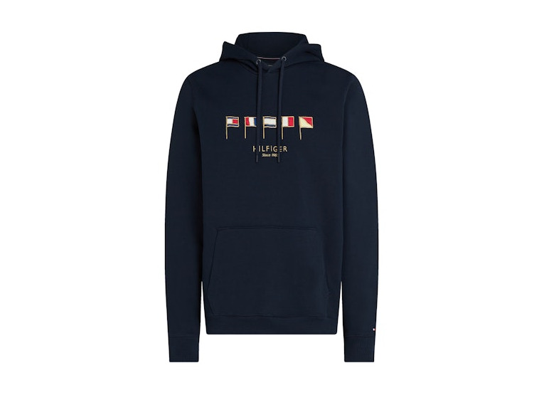 Tommy Hilfiger hoodie met geborduurde vlaggen desert sky heren