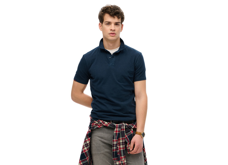 Superdry essential poloshirt van jersey eclipse navy heren
