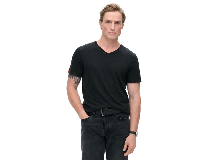 Superdry Raw Edge T-shirt V-hals zwart heren