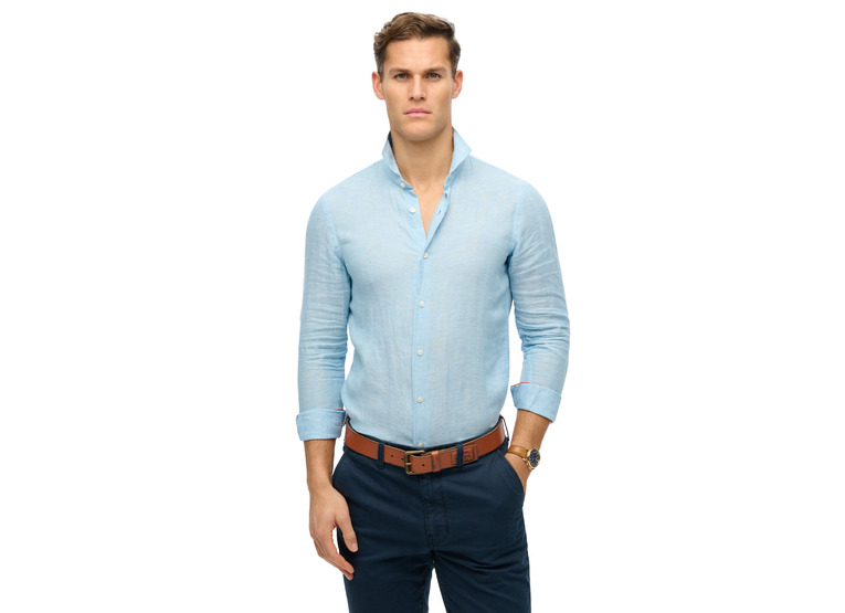 Superdry linnen hemd blauw heren