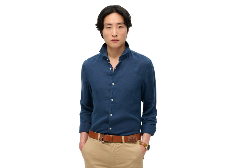 Superdry linnen hemd donkerblauw heren